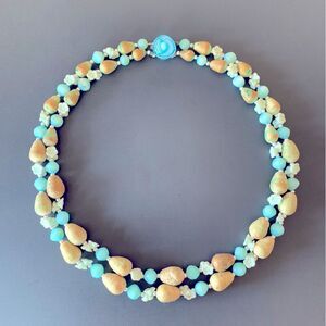 Vintage Japan Flower Bead Necklace